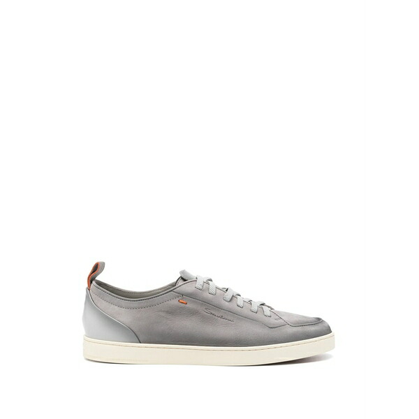 サントーニ メンズ スニーカー シューズ Logo-debossed leather sneakers Grey