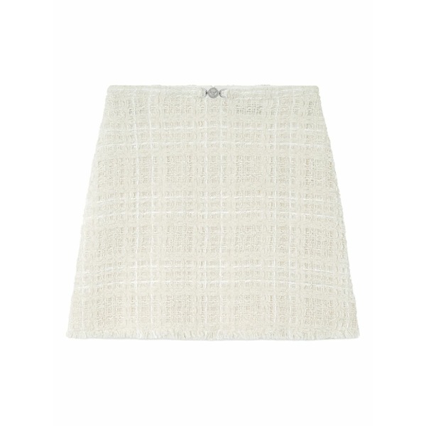 ヴェルサーチ レディース スコート ボトムス A-line frayed mini skirt White