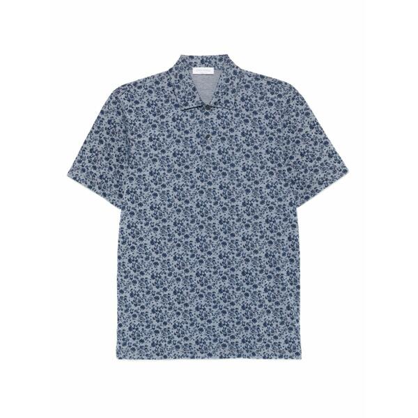 グランサッソ メンズ スポーツシャツ トップス Floral-print polo shirt Blue
