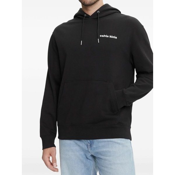 カルバンクライン メンズ パーカー・スウェットシャツ アウター Drawstring kangaroo-pocket hoodie Black