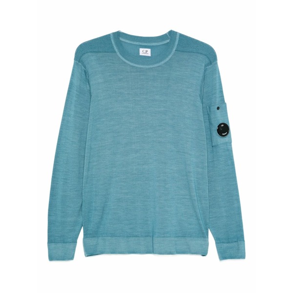 シーピーカンパニー メンズ パーカー・スウェットシャツ アウター Crew-neck lens-pocket sweater Blue