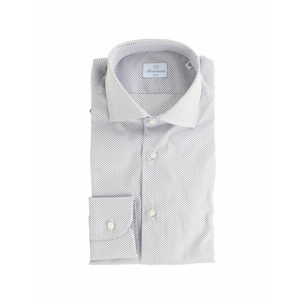 ブランカッチオ メンズ プルオーバー トップス Micro-patterned slim-fit shirt White