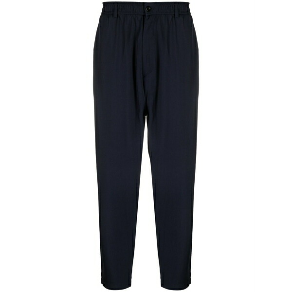 フォーエスデザインズ メンズ 心地好いズボン下 ボトムス Elasticated-waistband tapered trousers Blue