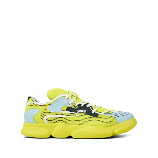 カンペール メンズ スニーカー シューズ Karst wave-print lace-up sneakers Yellow