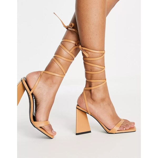 82%OFF!】 レイド レディース サンダル シューズ RAID Abhihail tie ankle block heel sandals in  camel