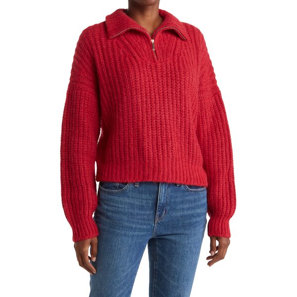 バッシュ レディース ニットセーター アウター Beltan Quarter Zip Sweater Rouge レビュー高評価のおせち贈り物