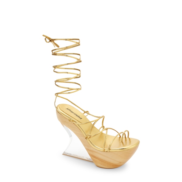 24656円 【最安値】 24656円 激安通販 ジェフリー キャンベル レディース サンダル シューズ Droid Ankle Tie Platform Wedge Sandal Gold