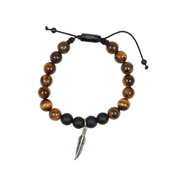 日本に ナウティカ レディース ブレスレット バングル アンクレット アクセサリー Tiger Eye Beaded Feather Charm  Bracelet somaticaeducar.com.br