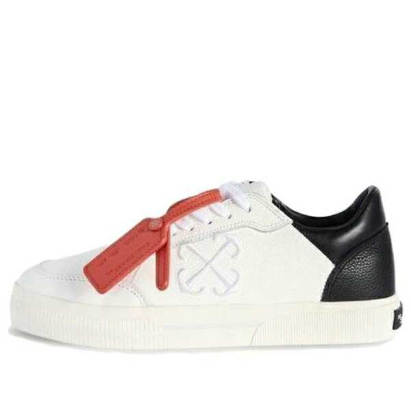 Off-White 象牙色 レディース スニーカー  【(WMNS) Off-White New Low Vulcanized Leather Sneakers \u0027White Black\u0027 OWIA288S24LEA0010110】  大きさ US_9(26.0糎)