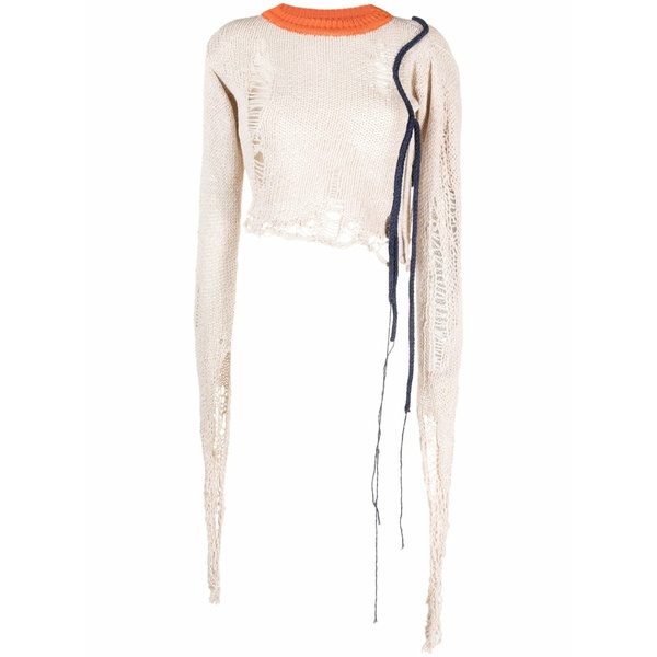 オットリンガー レディース 編み物\u0026スウェーター アウター Distressed-finish cropped jumper Neutrals