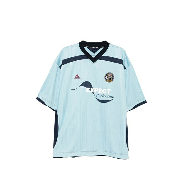 マーティン・サクラ色 メンズ プルオーバー トップス V-neck striped t-shirt Blue
