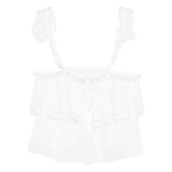フォルテ フォルテ レディース プルオーバー トップス Ruffle lace trim top White