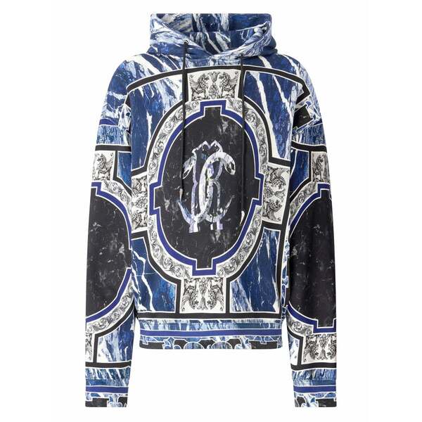 ロベルトカヴァリ メンズ パーカー・スウェットシャツ アウター Cotton hoodie Blue