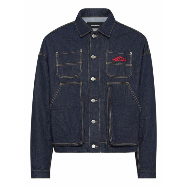 ディースクエアード メンズ ジャケット&ブルゾン アウター Logo-embroidered denim jacket Blue|asty