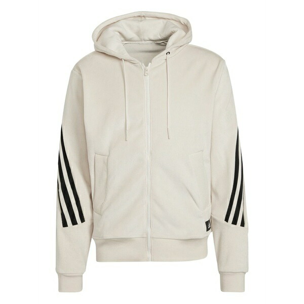 アディダス メンズ パーカー・スウェットシャツ アウター Ribbed-paneled zip-up hoodie Neutrals