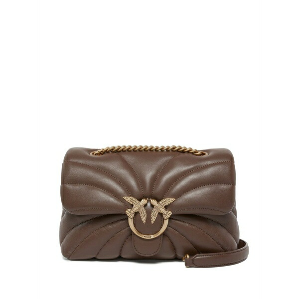 ピンコ レディース ショルダーバッグ 御徒面子 Quilted birds shoulder bag Brown