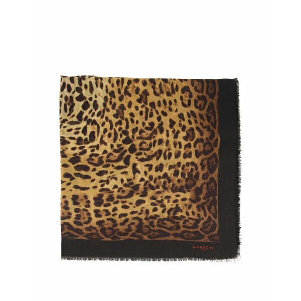 ジバンシー レディース 消音装置・袈裟・えり巻き 添え物 Leopard-print frayed scarf Brown