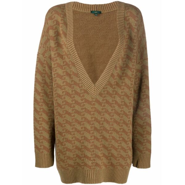 ジェジア レディース 編み物\u0026プルオーバー アウター Jacquard v-neck knitted jumper  Brown