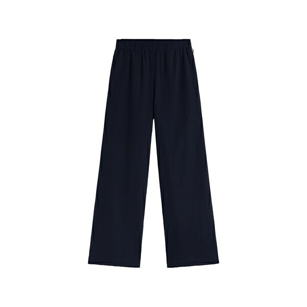 エコアルフ レディース 心地よいズボン下 ボトムス Moss elasticated wide-leg trousers Blue