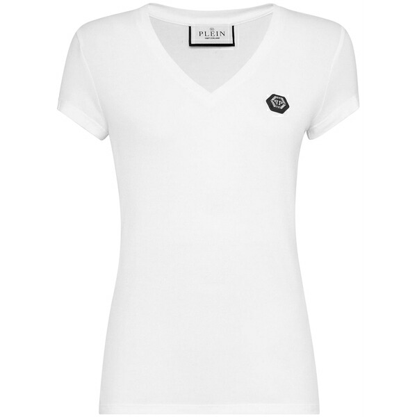 フィリップ飾り気の無い レディース プルオーバー トップス Logo-appliqu￡d cotton t-shirt White