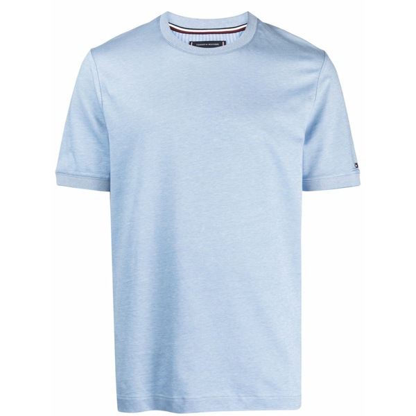 トミー ヒルフィガー メンズ ティーシャツ トップス Logo-embroidered cotton t-shirt Blue