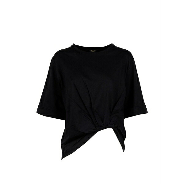セブンティ レディース ティーシャツ トップス Knot-detail short-sleeve top Black