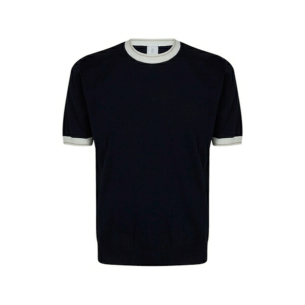 イレブンティ メンズ プルオーバー トップス Ribbed t-shirt Blue