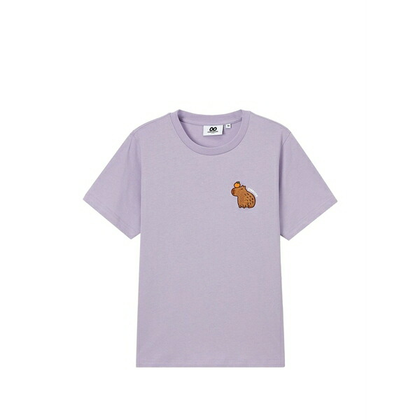 黒茶 レディース プルオーバー トップス Embroidered-detail cotton t-shirt Purple