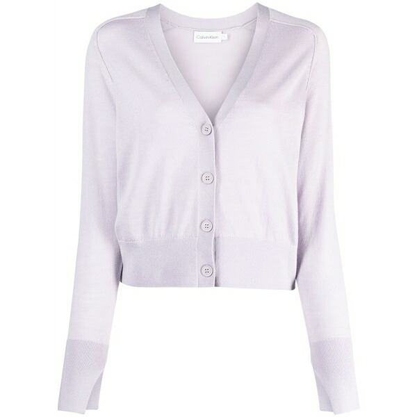 カルバンクライン レディース ジレー アウター V-neck wool cardigan Purple