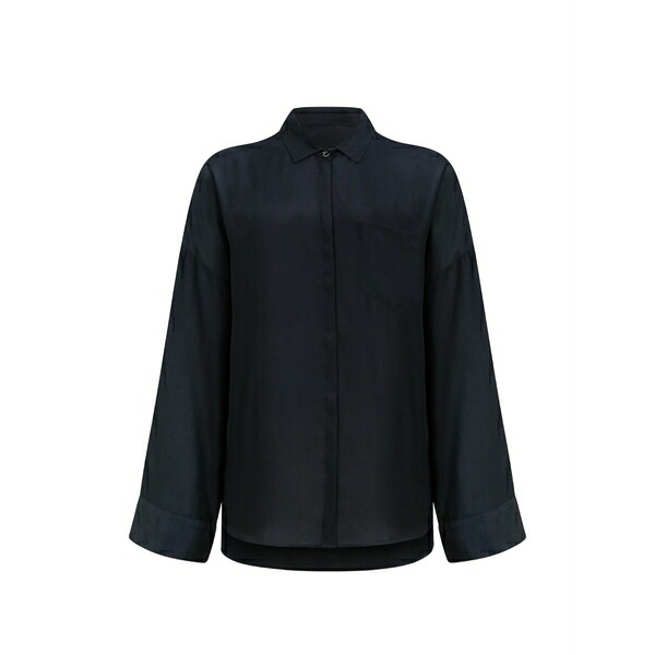 野球クラブ はたご屋 ザ 昼まえ レディース プルオーバー トップス Chest-pocket long-sleeve shirt Blue