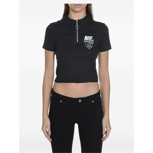 リーボック レディース ポロシャツ トップス Melody ehsani zip ribbed polo top Black|asty