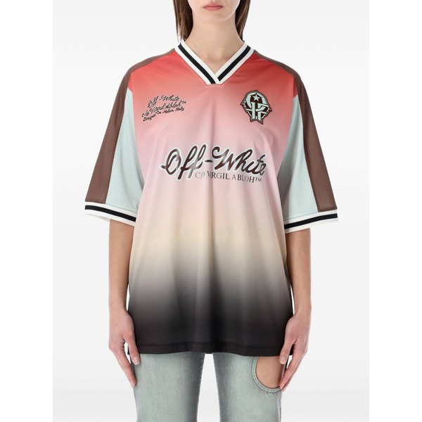 象牙色 レディース ティーシャツ トップス Soccer v-neck t-shirt Pink