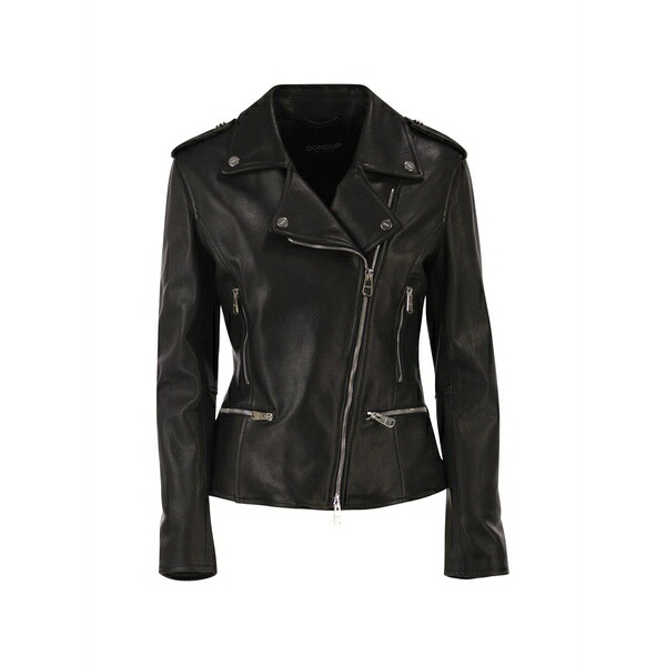 ドンダップ レディース 上衣＆上衣 アウター Leather biker jacket Black