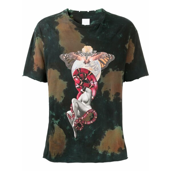 アル化学者 メンズ ティーシャツ トップス Graphic-print cloud-wash t-shirt Green
