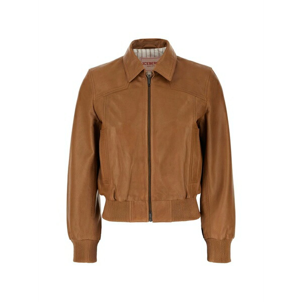 アイスバーグレタス レディース 上衣＆上衣 アウター Leather bomber jacket Brown