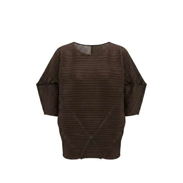 メイメイジェイ レディース プルオーバー トップス Pliss￡-effect batwing-sleeve blouse Brown
