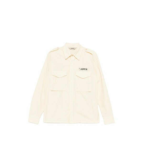 アスペジ メンズ プルオーバー トップス Logo-patch epaulette shirt Neutrals