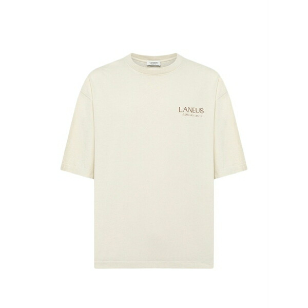 ラネウス メンズ Tシャツ トップス Logo-print t-shirt Neutrals｜asty