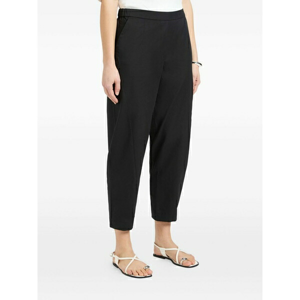 エレナ 食用粉 レディース 心地好いズボン下 ボトムス Elasticated-waistband cropped trousers Black