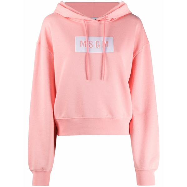 エムエスジイエム レディース パーカー・スウェットシャツ アウター Logo print cotton hoodie Pink