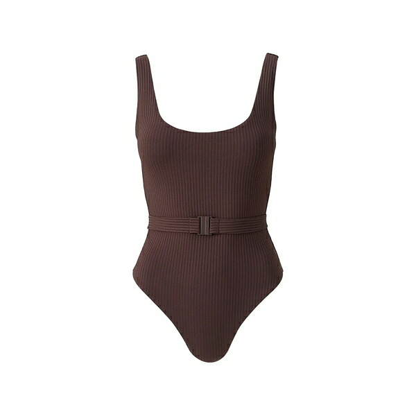 メリッサ オダバッシュ レディース ワンピース トップス Ribbed belt swimsuit Brown|asty