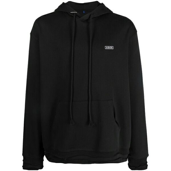 アーダーエラー メンズ パーカー・スウェットシャツ アウター Logo-patch drawstring hoodie Black