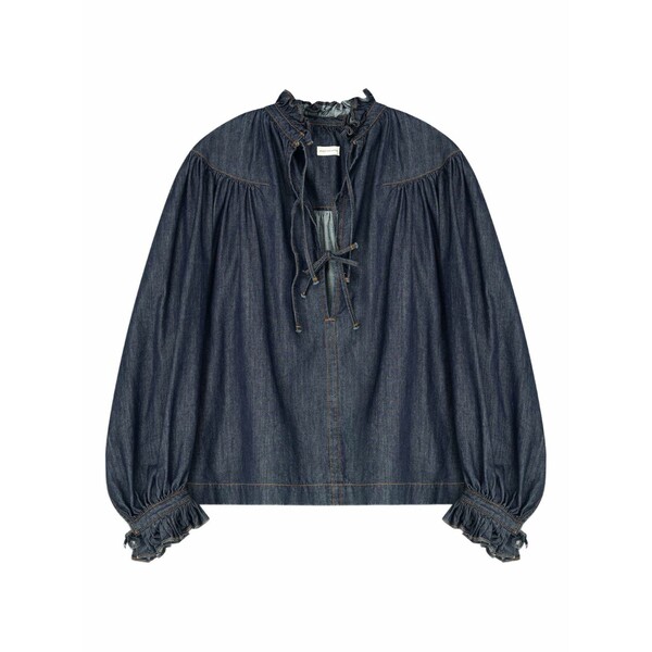 ドリス・ヴァン・ノッテン レディース シャツ トップス Ruffled denim shirt Blue｜asty