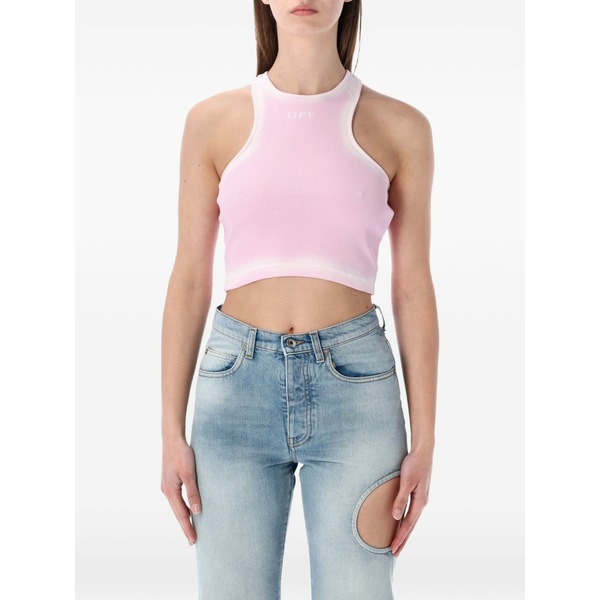 オフホワイト レディース カットソー トップス Rowing ribbed crop top Pink|asty