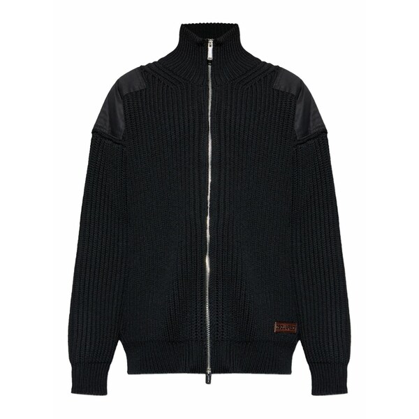 ディースクエアード メンズ ジレー アウター Zip shoulder-panel cardigan Black