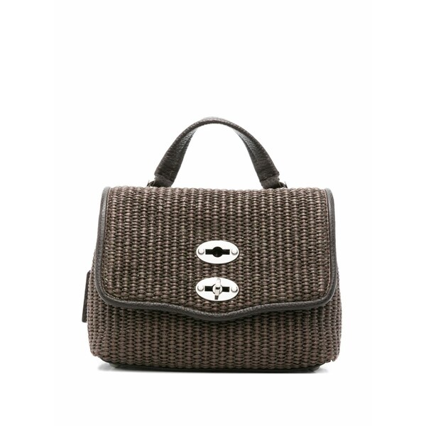 ザネラート レディース ハンドバック 御徒面子 Mini postina vimini woven tote bag Brown