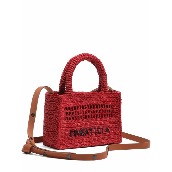 ビンバ イ ローラ レディース ハンドバック 御徒面子 Logo-embroidered woven mini bag Red