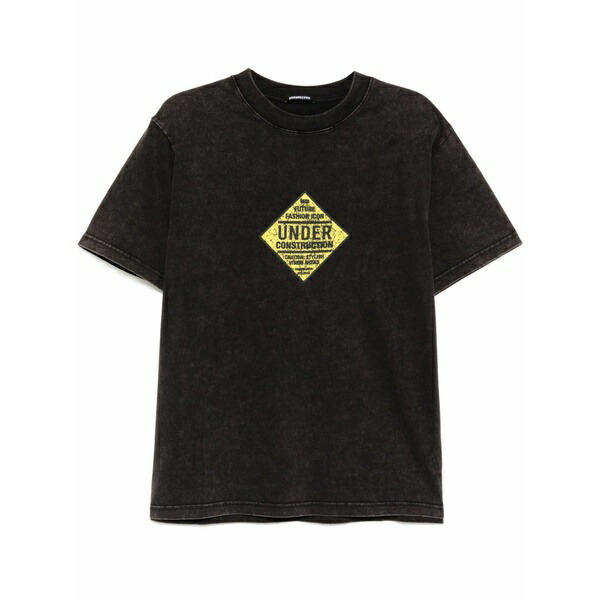 地べた 皆無 メンズ プルオーバー トップス Graphic-print t-shirt Black