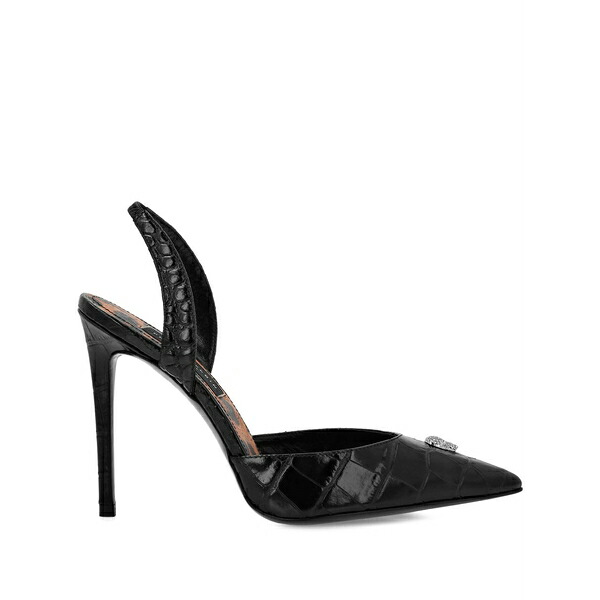 フィリップ飾り気のない レディース パンプス シューズ Crocodile effect slingback pumps Black