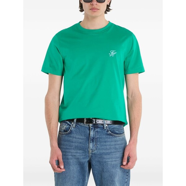 トミー ヒルフィガー メンズ ティーシャツ トップス Logo-embroidered t-shirt Green